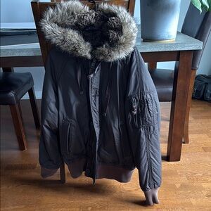 Brown Fur-Lined Hooded Jacket